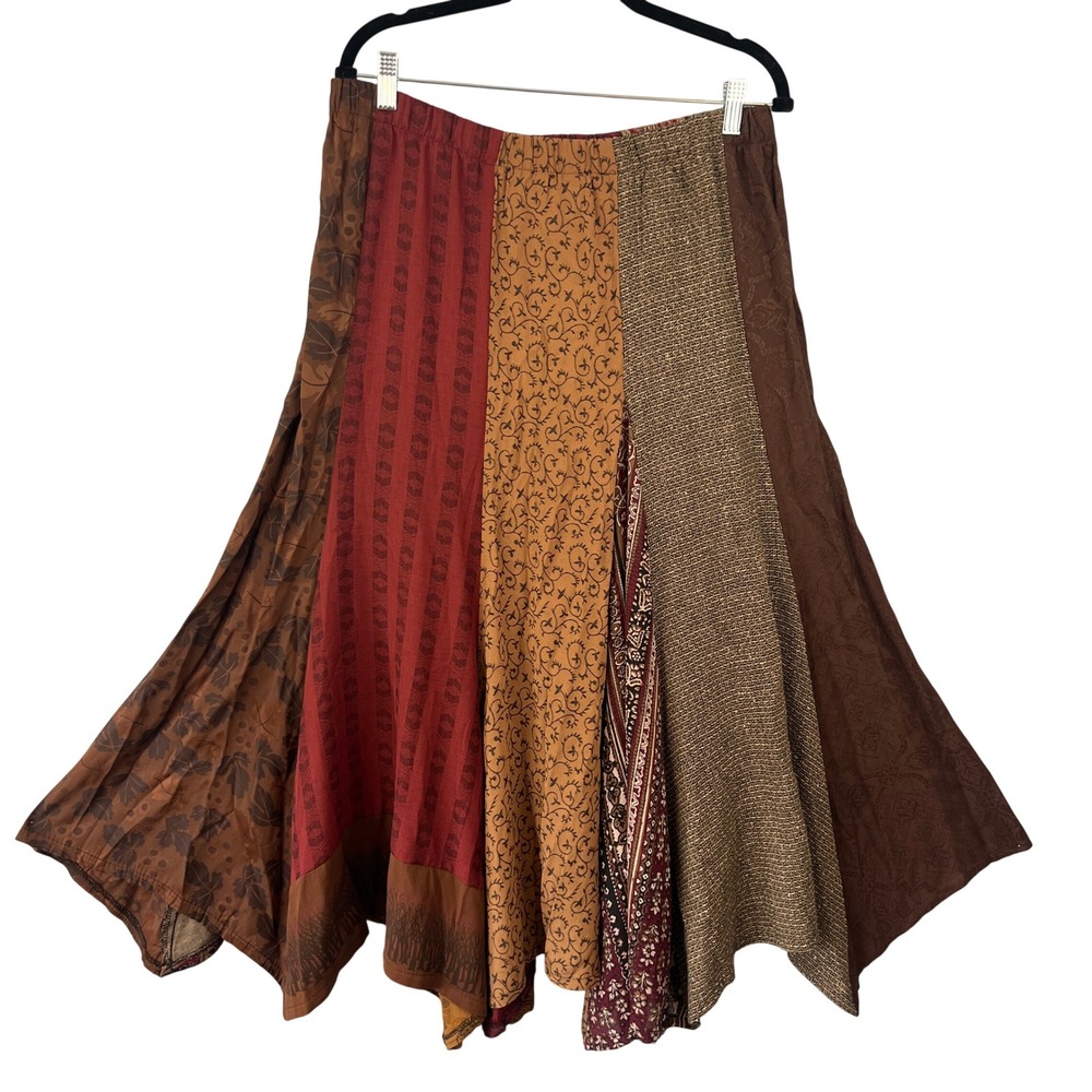 Vintage Donna Jessica‎ Patchwork Maxi Skirt Artsy Boho Hippie Retro